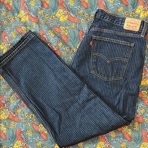 Levi's Women's Blue Pinstripe Straight Leg Jeans